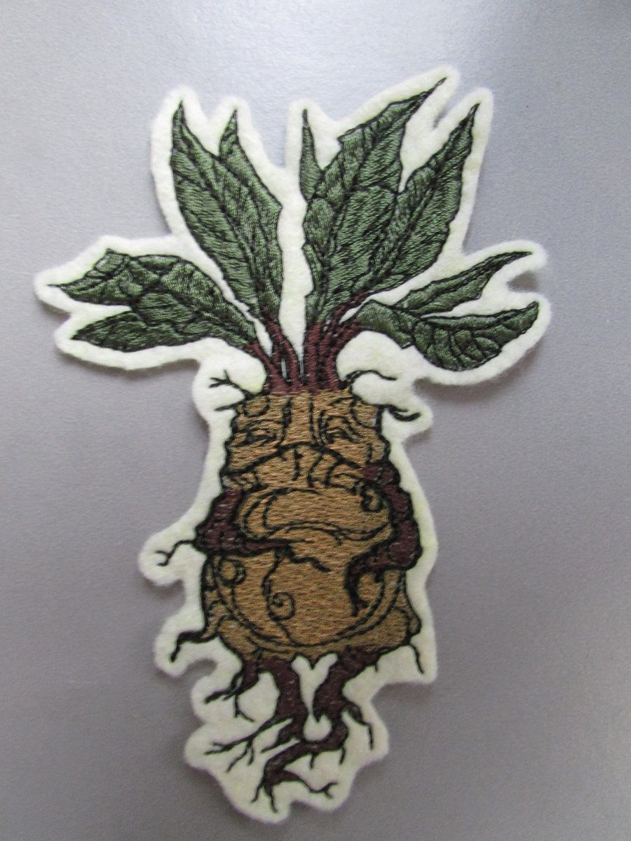 Mandragora Mandrake Plant Embroidered Sew on Applique Patch
