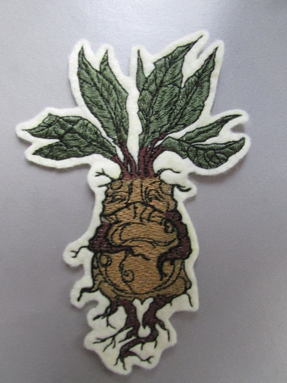 Mandragora Mandrake Plant Embroidered Sew on Applique Patch