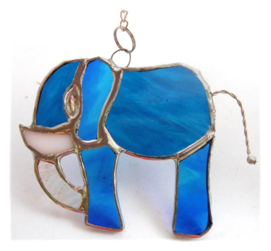 Elephant Suncatcher Stained Glass Teal  099