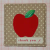 Coaster - Thank you teacher apple on spotty fabric