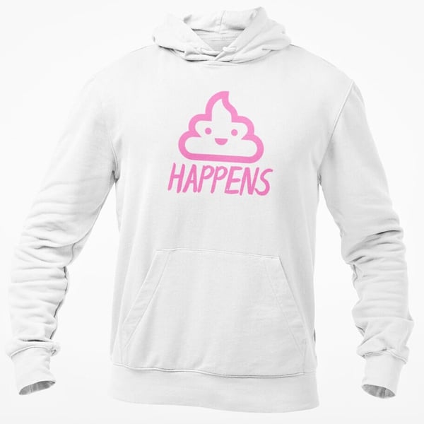 Poo Happens Hoodie Hooded Sweatshirt Emoji Design Funny Unisex Pullover Hoody 