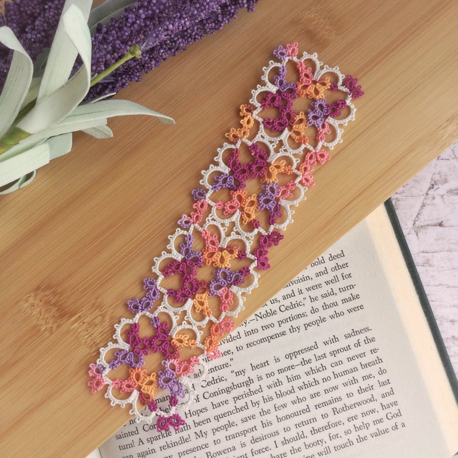 Handmade Lace Bookmark in Shuttle Tatting - 2nd Wedding Anniversary Gift