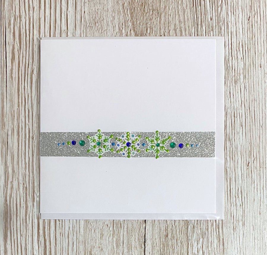 Elegant winter birthday card - snowflakes