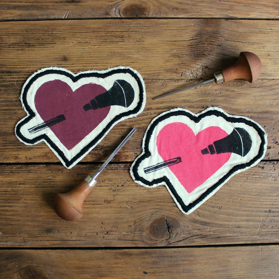 Printmakers Heart Iron on patch