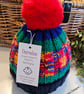 Designer Hand Knitted Ribbed Large Pom Pom Beanie Hat 1-2 Years size - Image 1