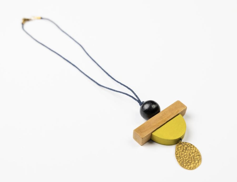 Wood and brass statement necklace (The Dunstone necklace)