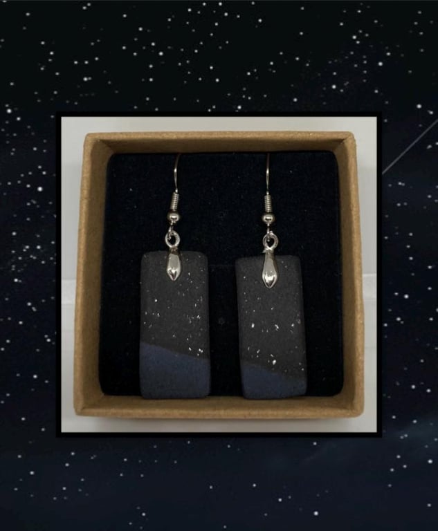 Night sky lightweight clay earrings