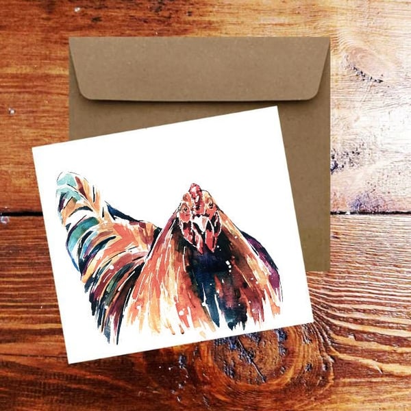 Big Red Hen GreetingNote Card.Chickens card,Chickens greeting card,Hens greeting