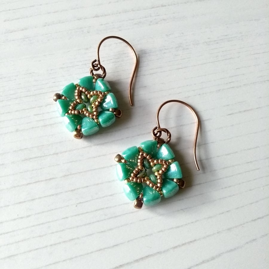 Mint Turquoise Earrings - Tile Earrings - Square Earrings