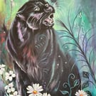 The Panther's Garden – Original Mixed-Media Painting