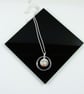 Silver Circle Necklace with Cream Pearl - Image 4