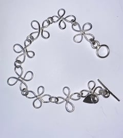 silver link loop chain bracelet  - handmade - unusual - unique 