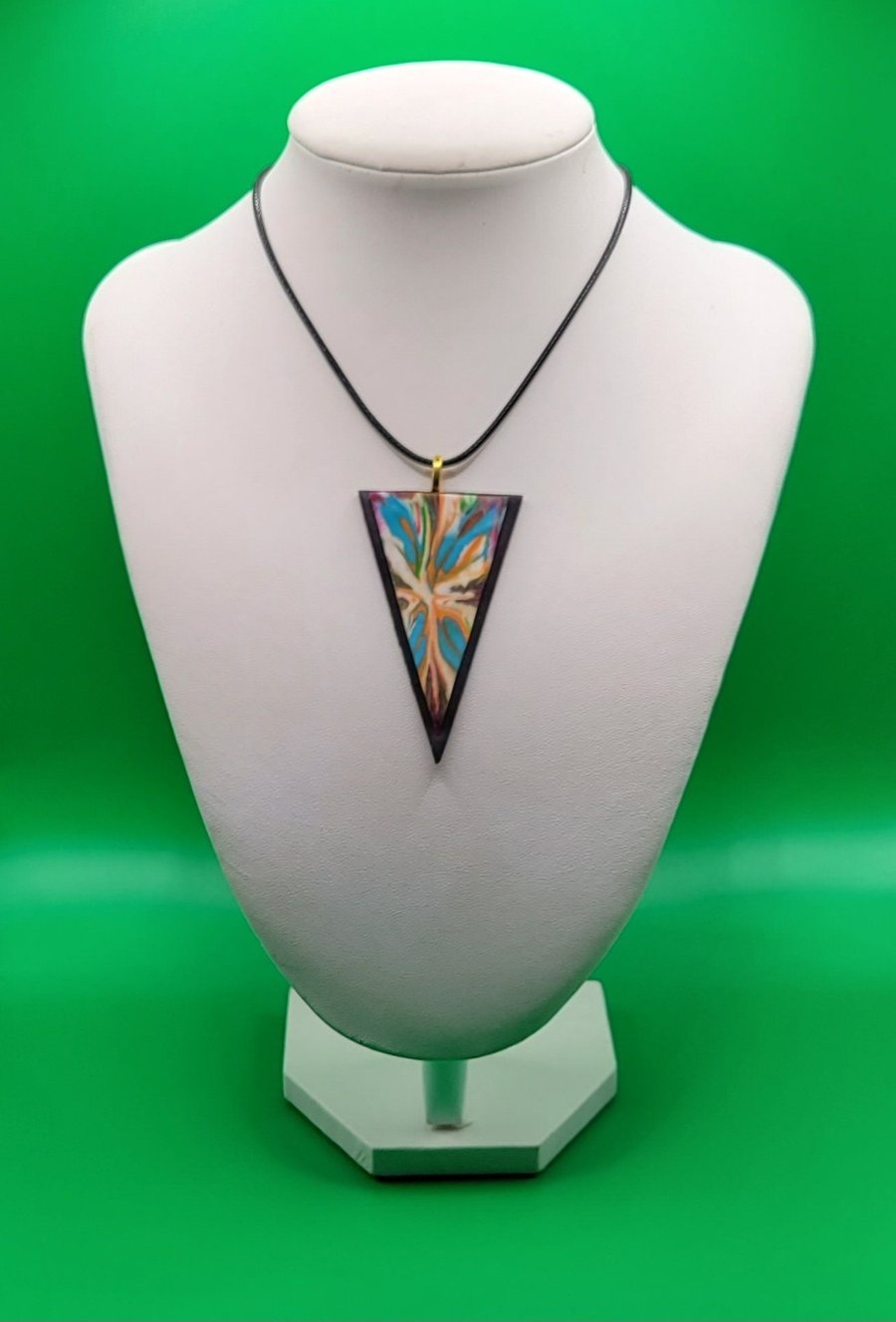 OOAK Polymer Clay Pendant Necklace, Handcrafted Statement Artisan Wearable Neckl