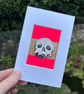 Original Fine Art ACEO human skull oddity neon pink Painting - One of a Kind