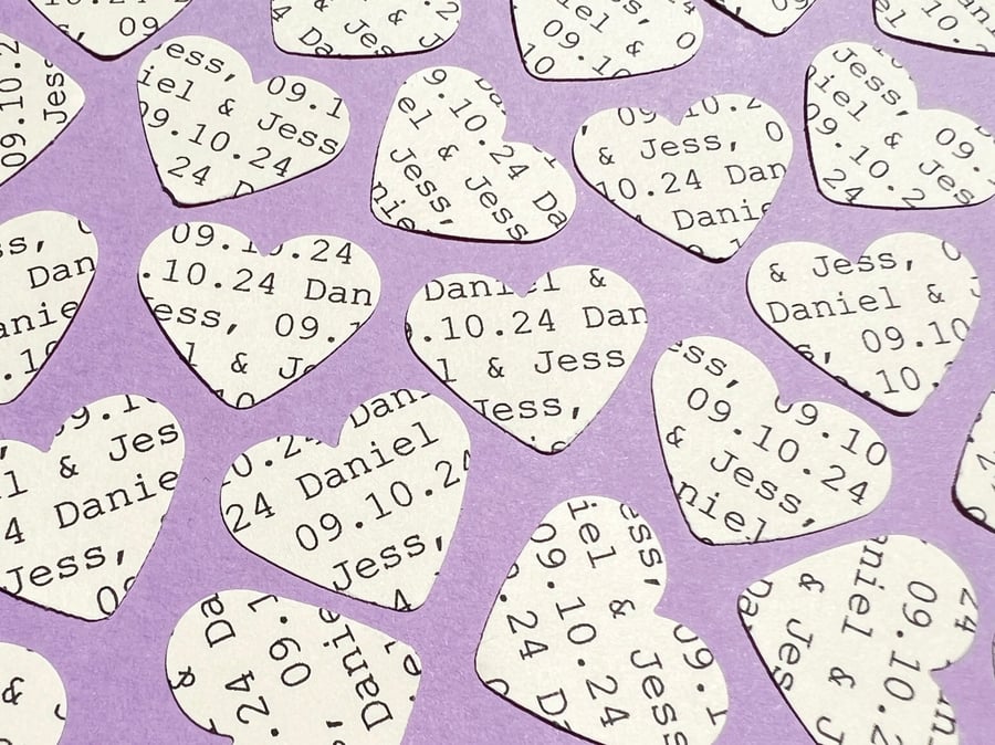 Cream Personalised Heart Confetti, Any Wording Custom Hearts, Wedding Decor 