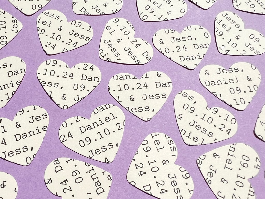 Cream Personalised Heart Confetti, Any Wording Custom Hearts, Wedding Decor 