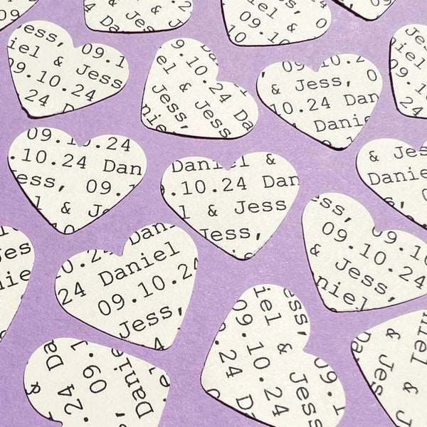 Cream Personalised Heart Confetti, Any Wording Custom Hearts, Wedding Decor 