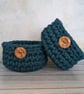 Crochet container, storage pot, bathroom decor, desk tidy, recycled - Image 1