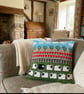 Sheep and Poppies Cushion Knitting Pattern, Digital Pattern - Image 1