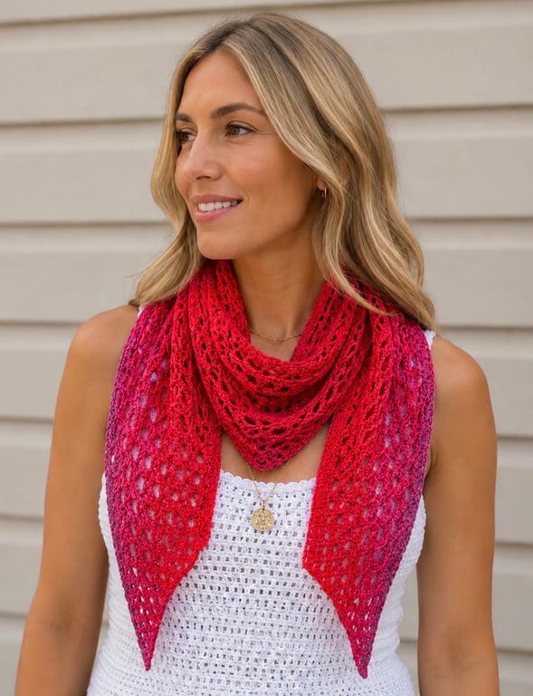 Handmade Pink Ombre Lace Crochet Scarf