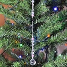 Suncatcher – Pink, Clear, and Silver, with Chain and Crystal Drop