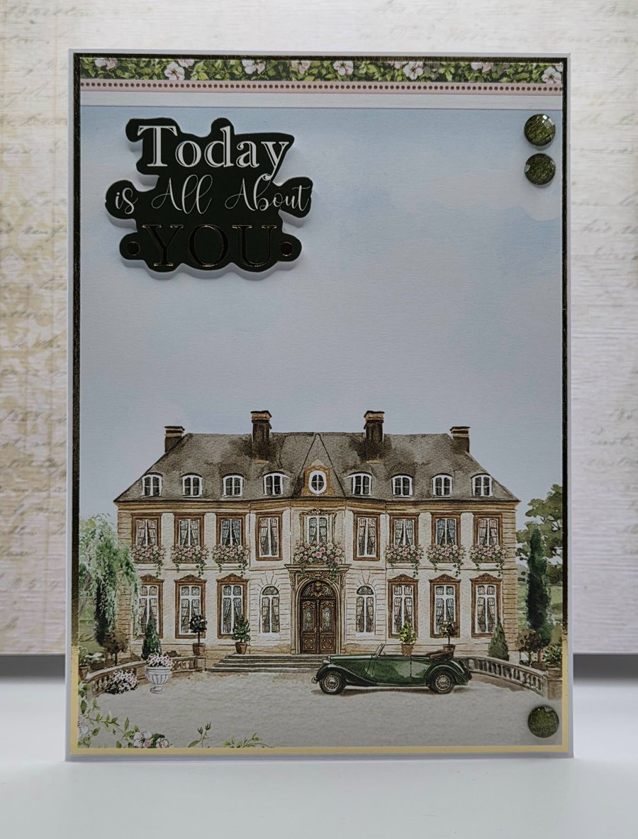 Handmade Birthday Card Luxury House Elegant Birthday Card for Him or Her
