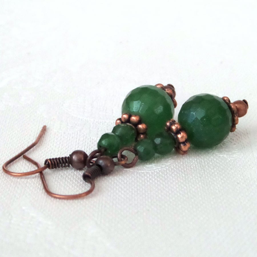 Green agate and onyx earrings with copper 