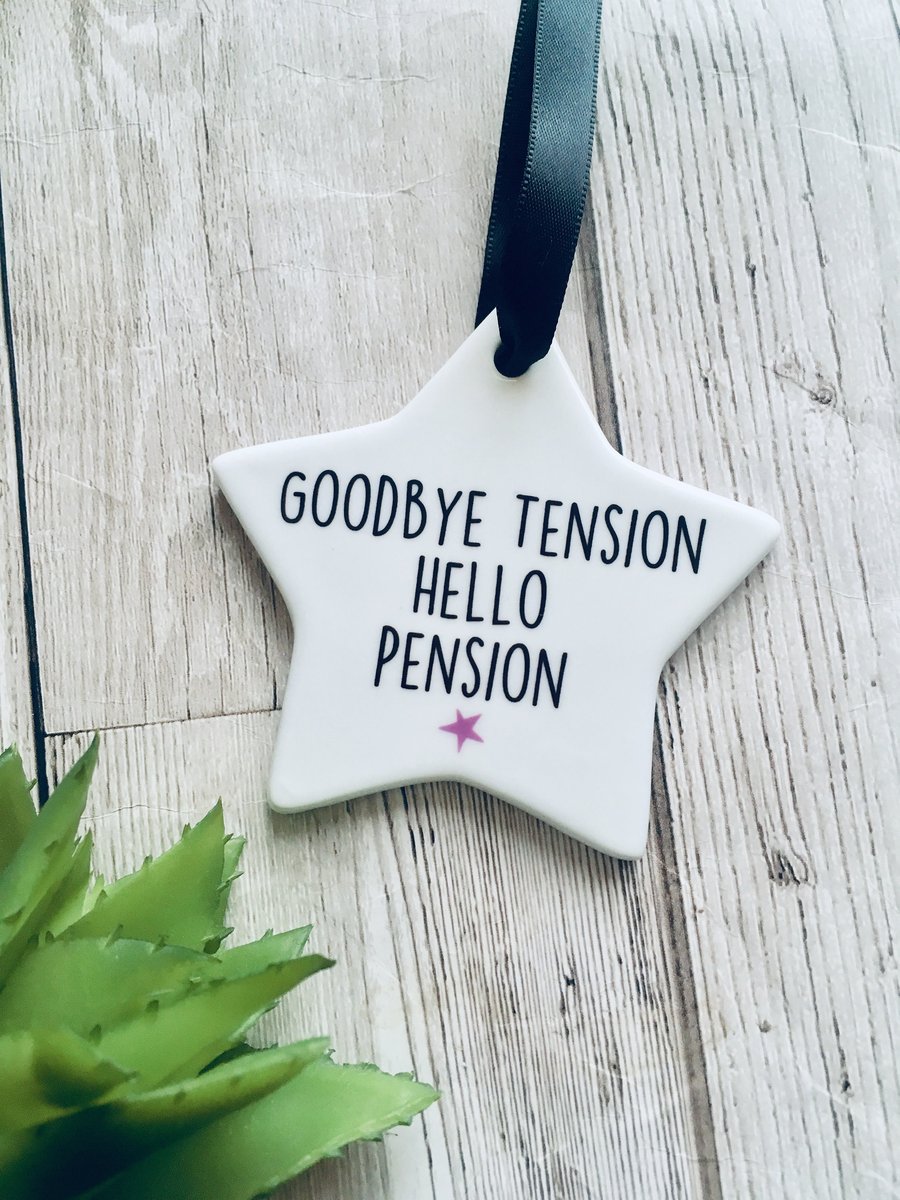 Retirement gift, ceramic hanging star ornament retirement 