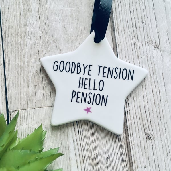 Retirement gift, ceramic hanging star ornament retirement 