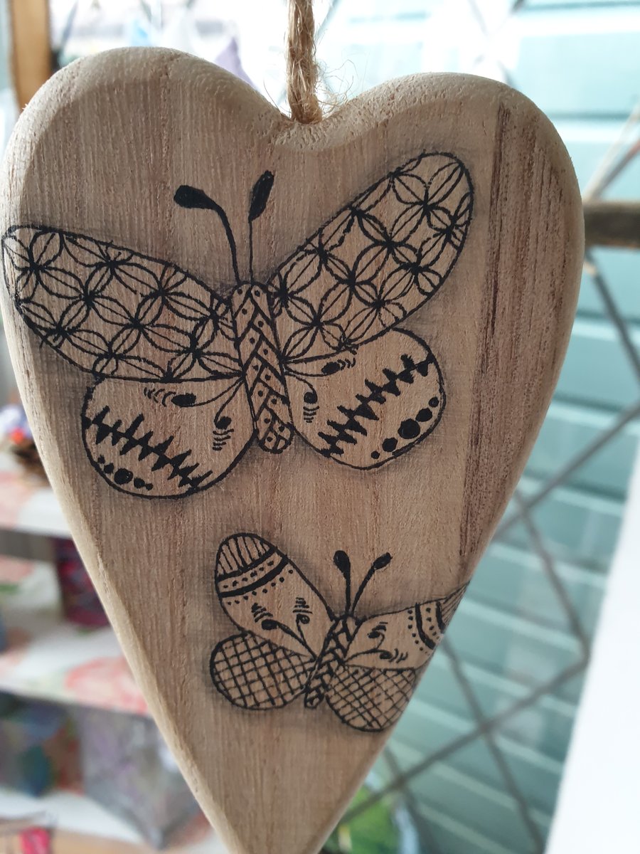 Butterfly chucky wooden heart 
