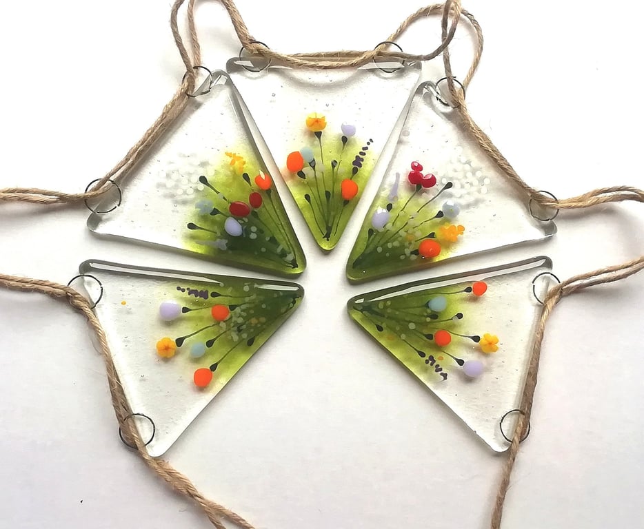 Glass Wildflower Bunting: Garden Art Garland