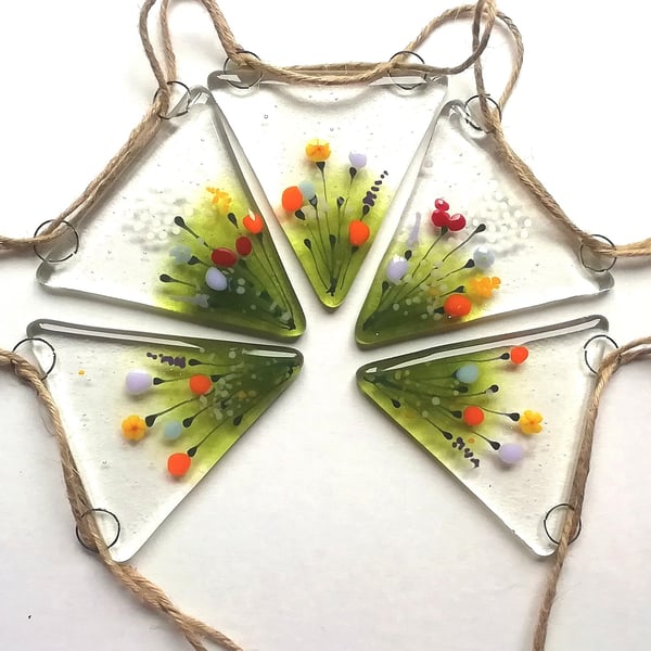 Glass Wildflower Bunting: Garden Art Garland