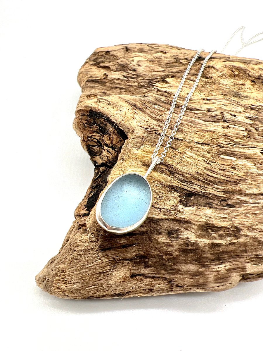 Light Blue Sea Glass Necklace 