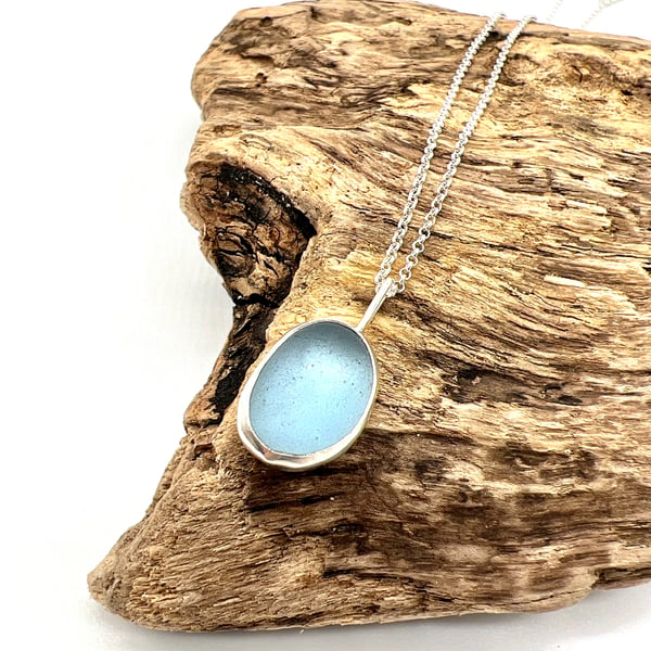 Light Blue Sea Glass Necklace 