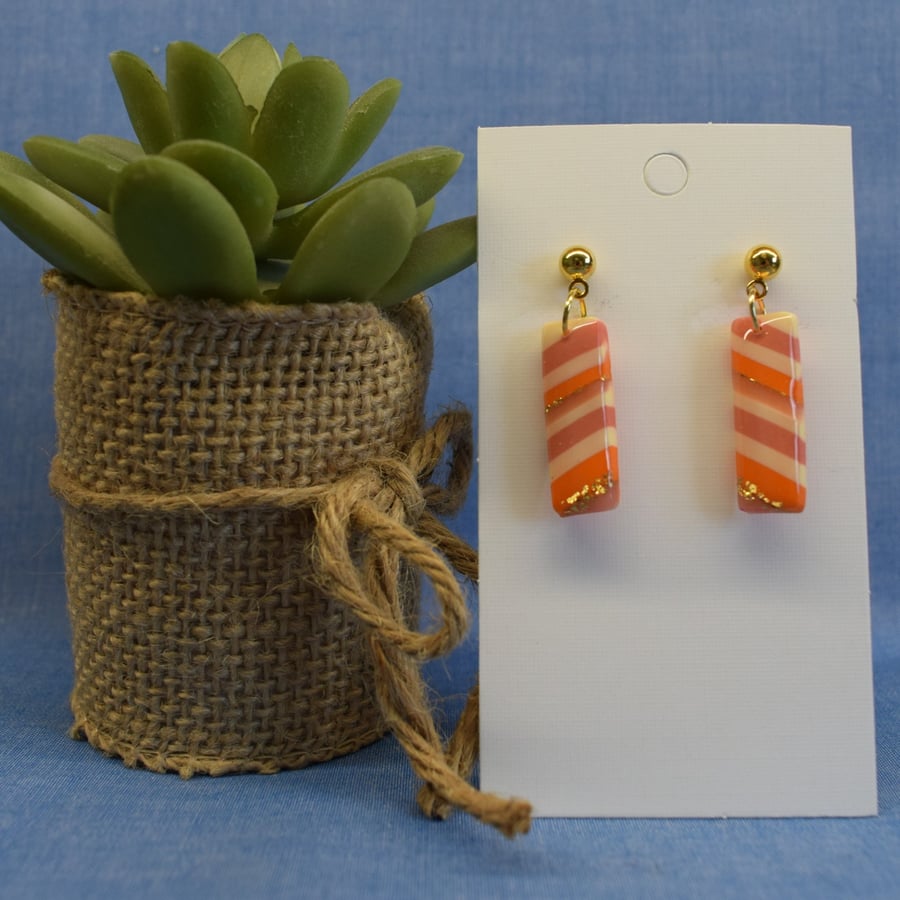 Short Striped Earrings