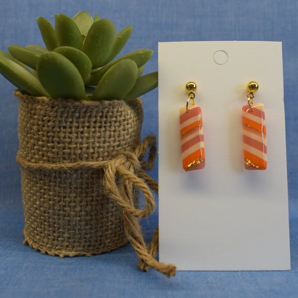 Short Striped Earrings