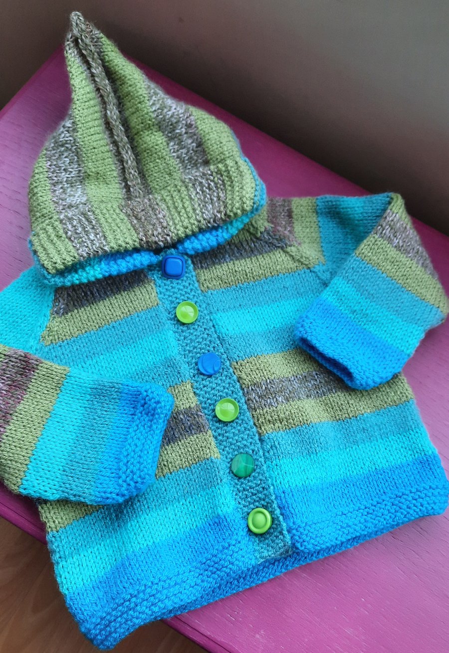 Beautiful blues and greens Baby Hoody 12 months 