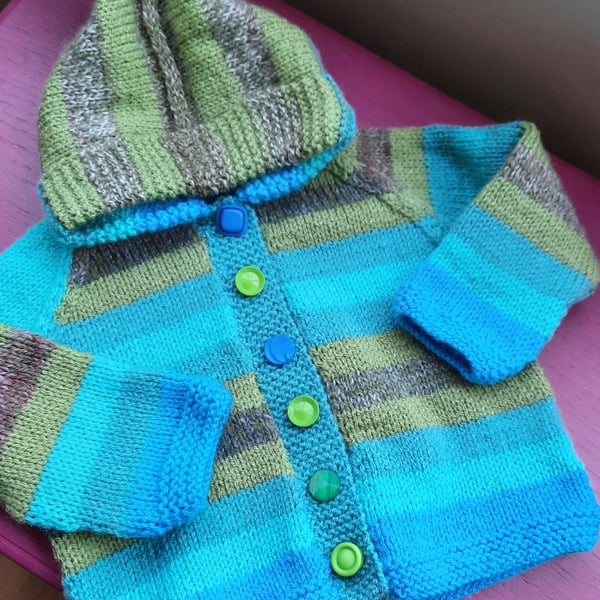 Beautiful blues and greens Baby Hoody 12 months 