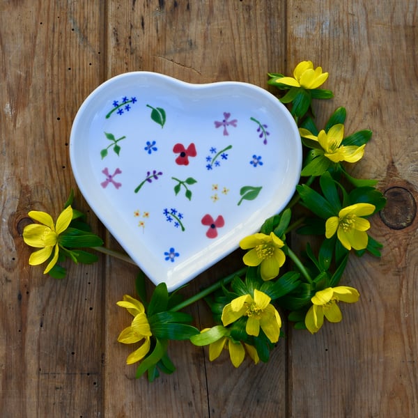 Wild Flowers Heart Shaped Dish - Perfectly Imperfect