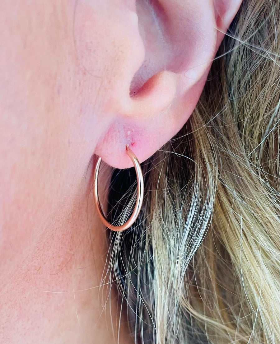 14k Rose Gold Filled 20mm  Hoop Earrings 