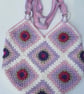 Hand crocheted granny square tote bag in 100% cotton. Unique  Free postage. - Image 3