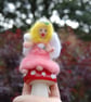 Fairy on a mushroom.   Needle felt mushroom on a ceramic mushroom - Image 1