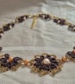 Handmade Brown Lace Necklace – Tatted Pearl & Gold Beaded Jewellery