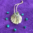Small metallic gold coloured leather drawstring pouch 