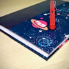 A5 Quarter-bound Hardback Lined Notebook with galaxy cover