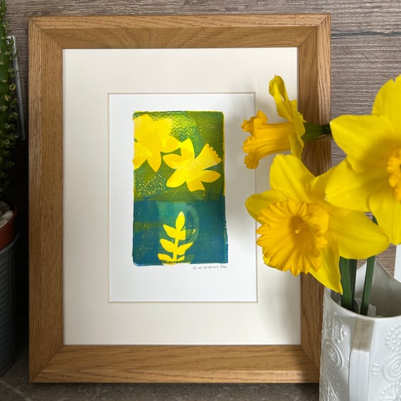 Daffodil Abstract number two - Mono print - original art