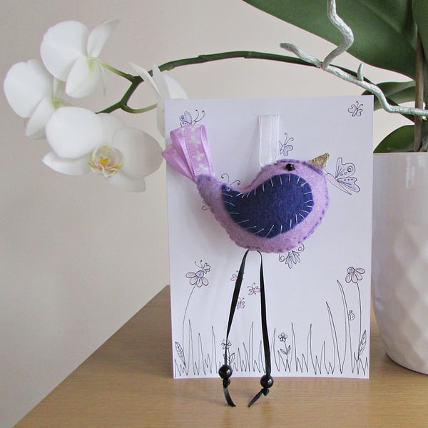 Felt Bird on a card for any occasion 
