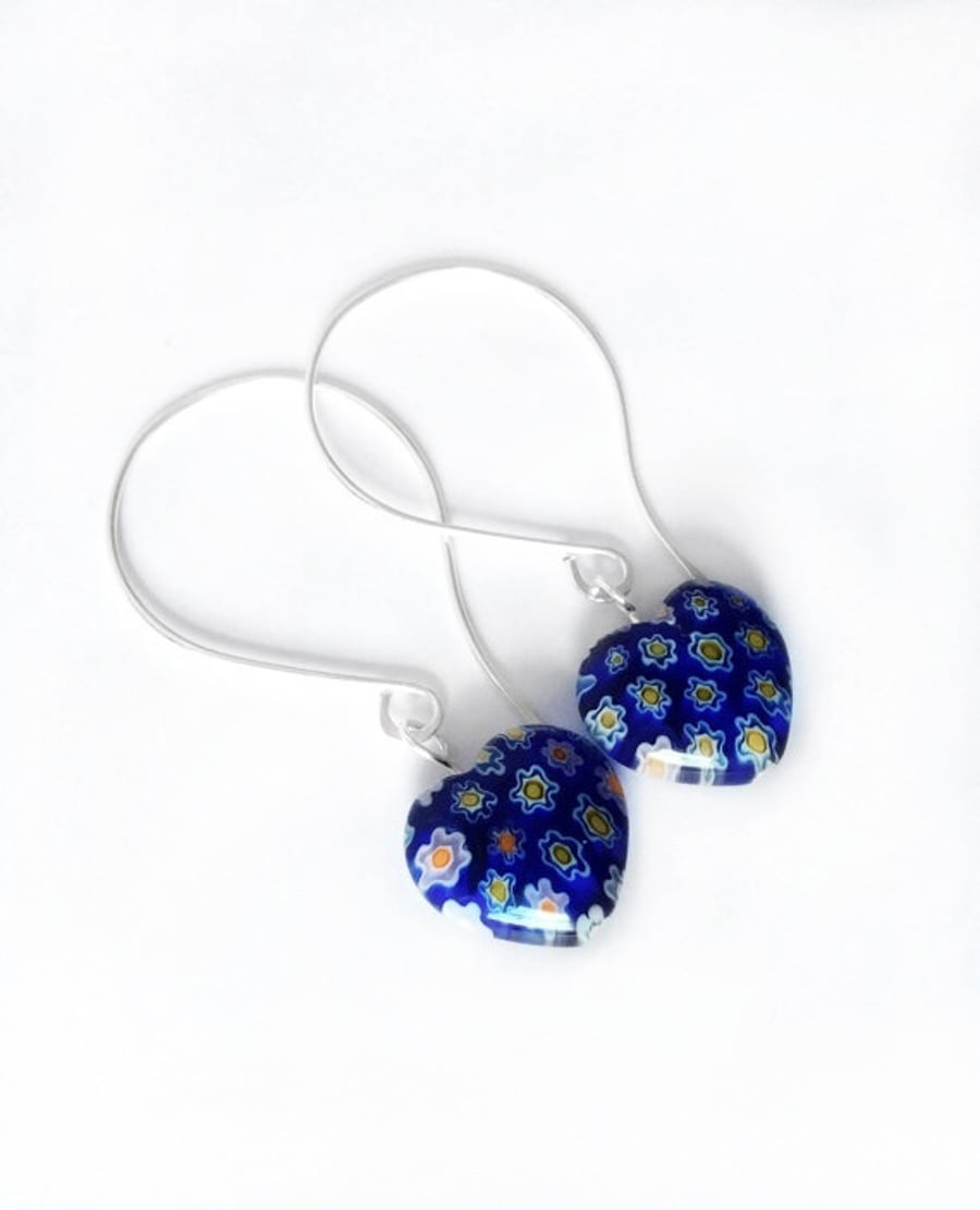 Blue Millefiori Earrings S A L E