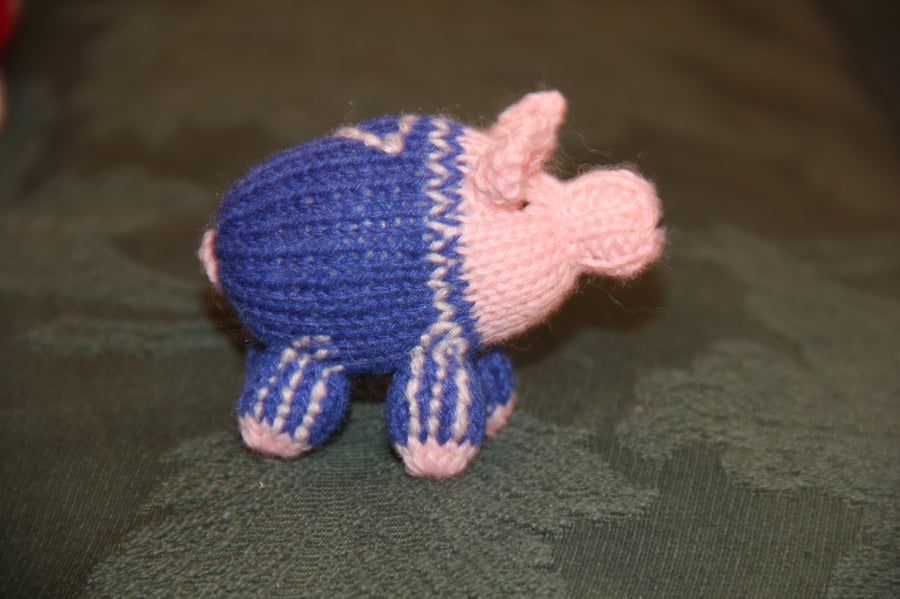 Hand Knitted Number 7 Footie Piglet