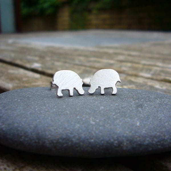 Hippo earrings, gift for animal lovers, animal jewellery, silver jewellery